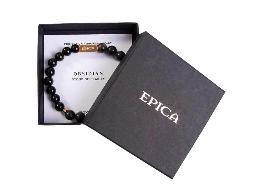 Obsidian unisex bracelet Gold