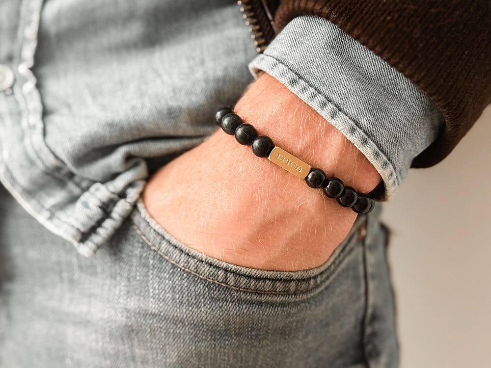 Obsidian unisex bracelet Gold