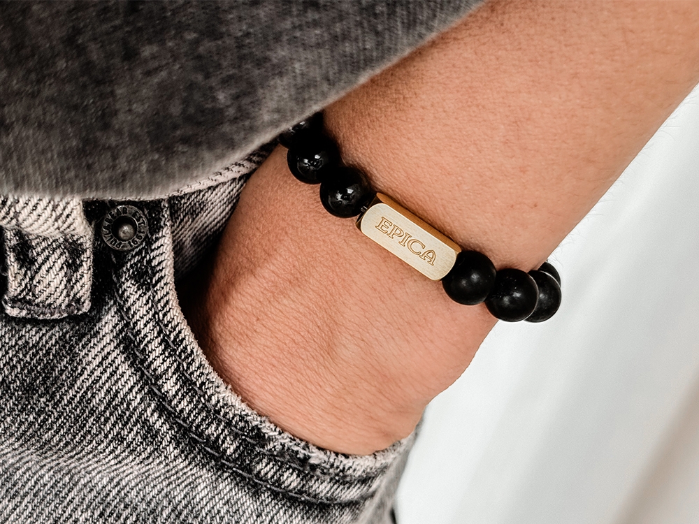 Obsidian unisex bracelet Gold